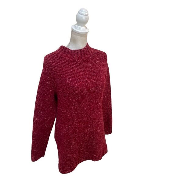 Nordstrom cranberry chunky knit mock neck sweater size xs - Picture 3 of 9